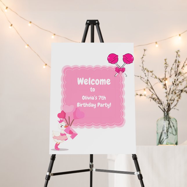 Pink Duck Birthday Foam Board (In Situ (Stand))