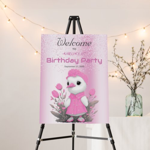 Pink Duck Birthday Welcome Foam Board