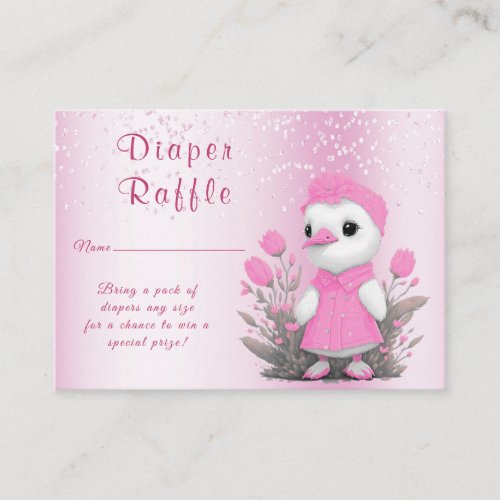 Pink Duck Girl Baby Shower Enclosure Card