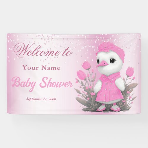 Pink Duck Girl Baby Shower Welcome Banner Welcome