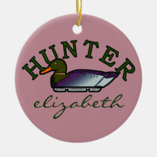 Pink Duck Hunter- Personalized Ceramic Ornament