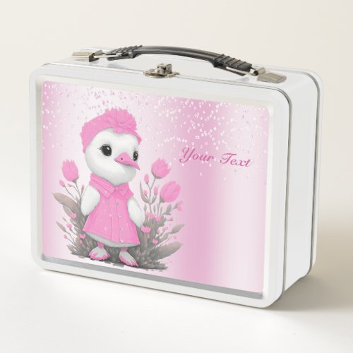 Pink Duck Metal Lunch Box