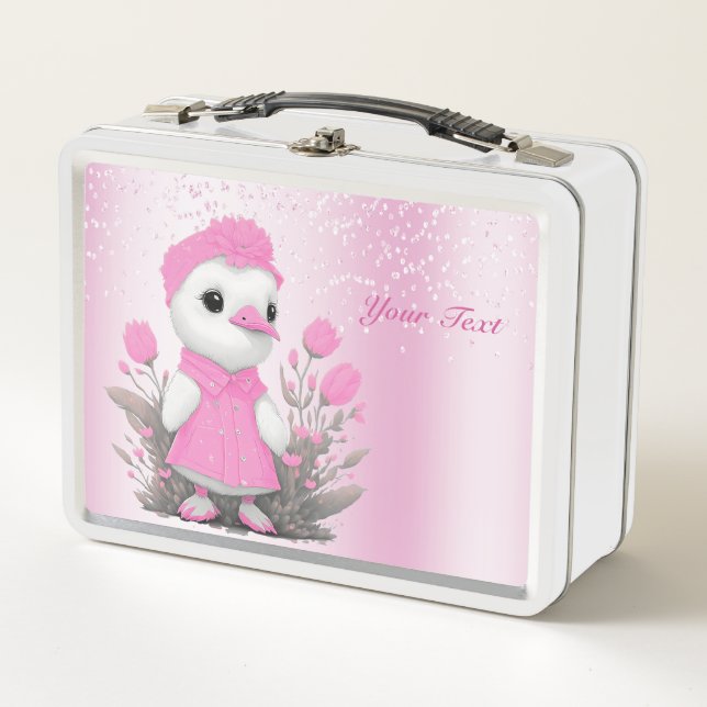 Pink Duck Metal Lunch Box (Front)