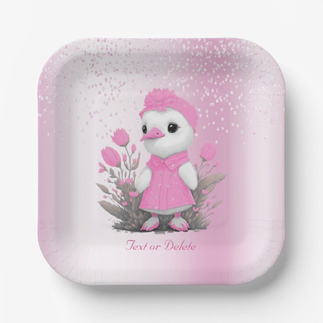 Pink Duck Paper Plate (Front)