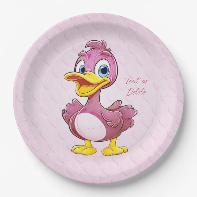 Pink Duck Paper Plate (Front)