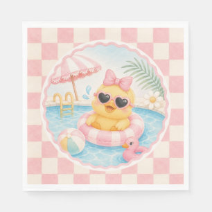 Pink Duck Pool Party Napkins, Splish Splash Summer Napkins