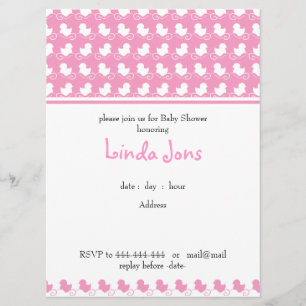pink duck row baby shower invitation