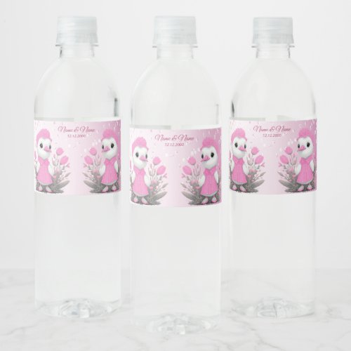 Pink Duck Water Bottle Label