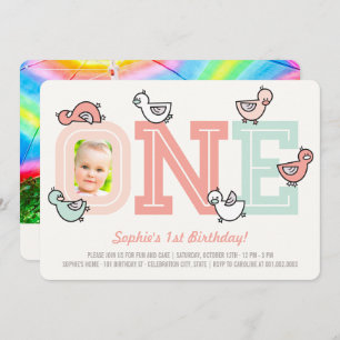 Pink Ducks Big One Girl 1st Birthday Party Invite