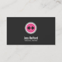 Pink Dumbbell Logo, Personal Trainer, Fitness Gym Business Card
