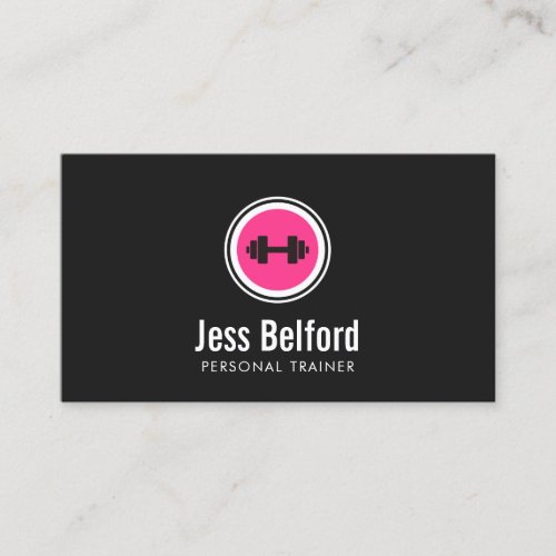 Pink Dumbbell Logo Personal Trainer Fitness Gym Business Card