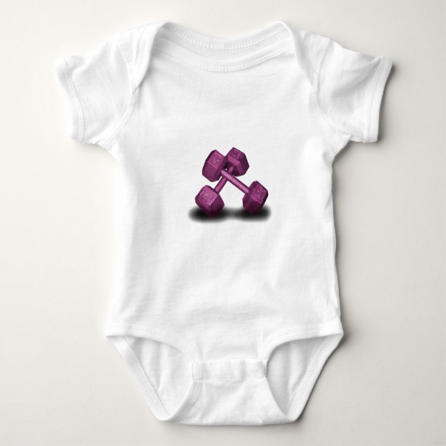 Pink Dumbbells Merchandise Baby Bodysuit (Front)
