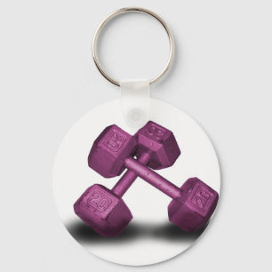 Pink Dumbbells Merchandise Keychain
