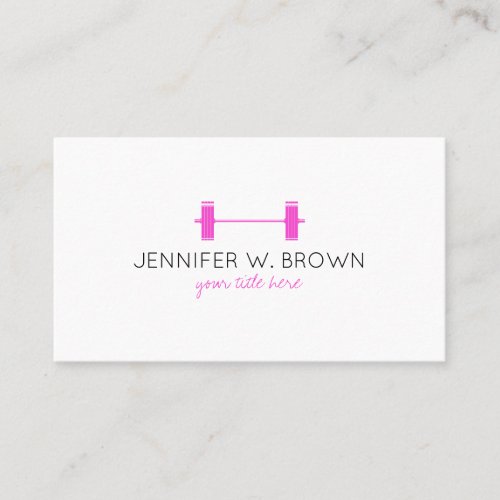 Pink Dumbell Fitness Instructor Personal Trainer Business Card