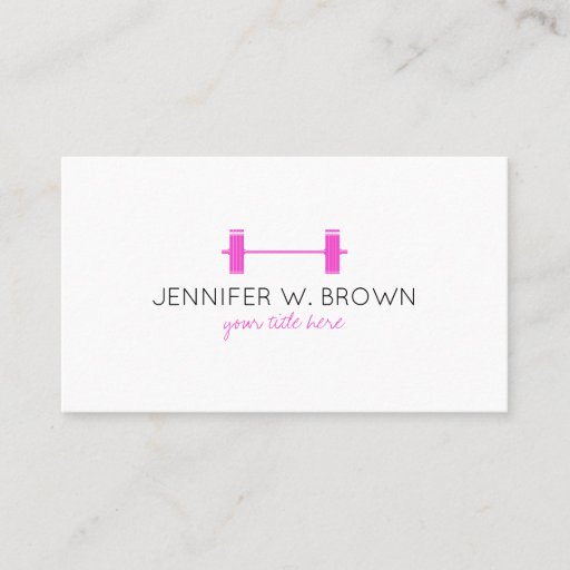 Customizable Pink Dumbell Fitness Instructor Personal Trainer Business Card