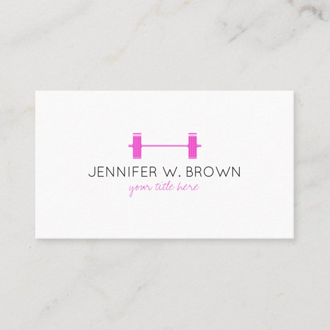 Pink Dumbell Fitness Instructor Personal Trainer Business Card (Front)