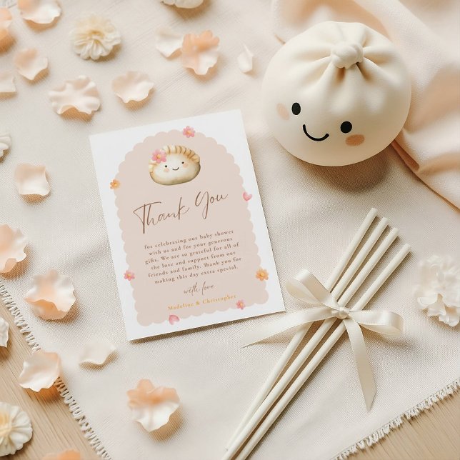 Pink Dumpling Baby Girl Shower Thank You Card (Creator Uploaded)