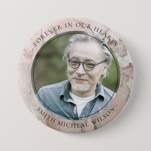 PINK DUSKY ROSE GOLD AGATE SYMPATHY MEMORIAL PHOTO BUTTON