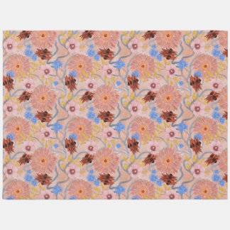 Pink & Dusty Blue Modern Australian Floral Rug
