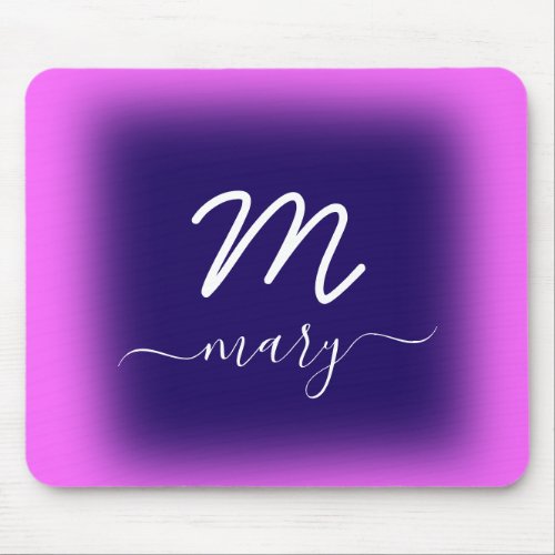 Pink Dusty Purple Navy  Name Berry Monogram Mouse Pad