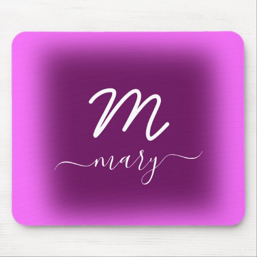 Pink Dusty Purple Violet  Name Berry Monogram Mouse Pad