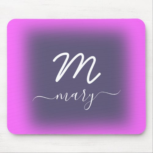 Pink Dusty Purple Violet   Name Modern Monogram Mouse Pad