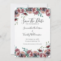 Pink Dusty Rose Blue Green Eucalyptus Floral  Save The Date