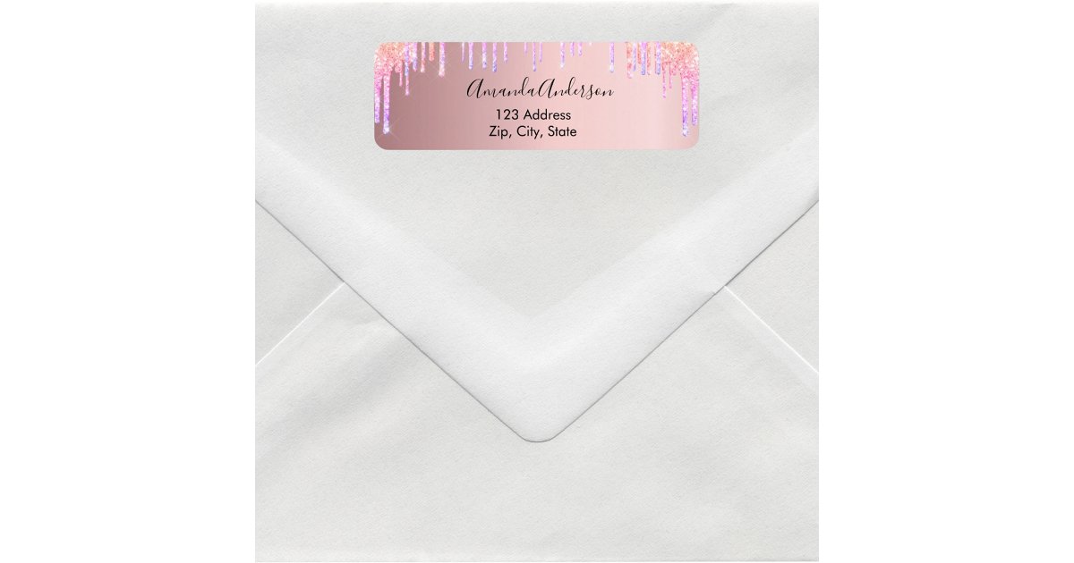 Pink dusty rose drips return address label | Zazzle