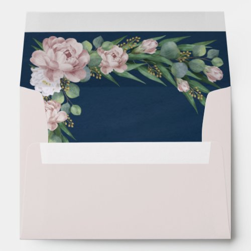 Pink Dusty Rose Eucalyptus Greenery Gold Wedding Envelope