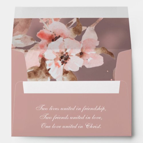 Pink Dusty Rose Floral Return Address Wedding Envelope