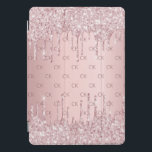 Pink dusty rose glitter monogram initials luxury iPad pro cover<br><div class="desc">Personalize and add your monogram letters,  initials.  The monogram initials as a pattern on the background.   A girly and feminine dusty rose,  pink faux metallic background color.  Decorated with faux glitter drips,  paint dripping look.</div>