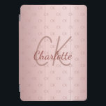 Pink dusty rose monogram initials iPad pro cover<br><div class="desc">Personalize and add your name and monogram letters,  initials.  The monogram initials as a pattern on the background.   A girly and feminine dusty rose,  pink gradient background color.  The name is written with a hand lettered style script.</div>