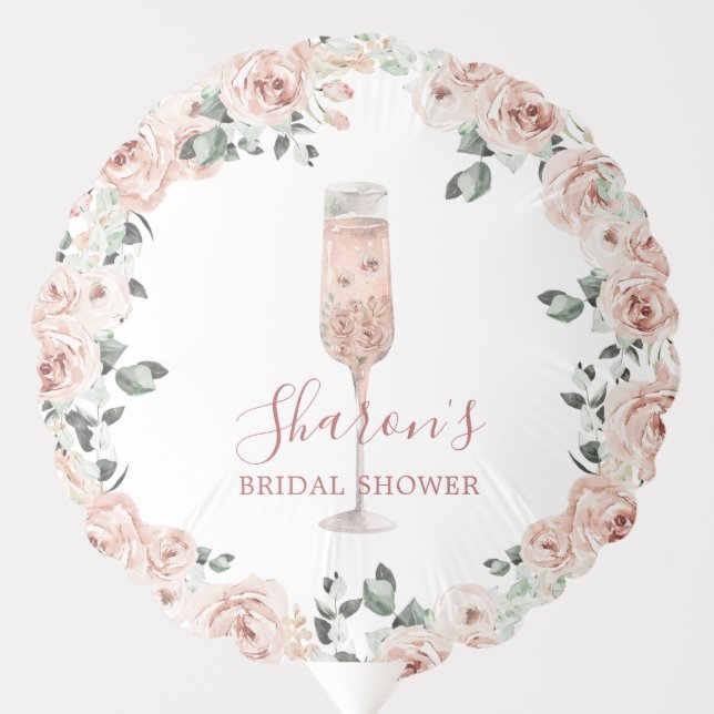 Pink Dusty Rose Petals and Prosecco Balloon (Front)