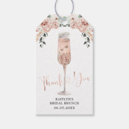 Pink Dusty Rose Petals and Prosecco Thank You Tag