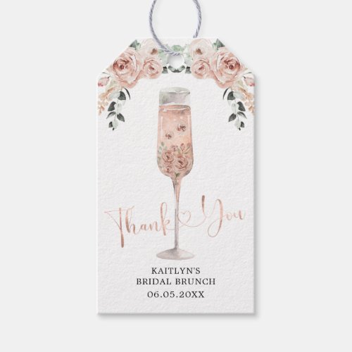 Pink Dusty Rose Petals and Prosecco Thank You Tag