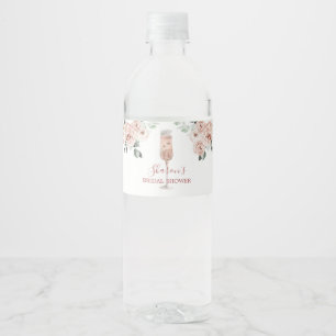 Pink Dusty Rose Petals and Prosecco Water Bottle Water Bottle Label
