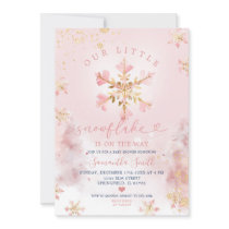 Pink Dusty Winter Little Snowflake on The Way Invitation