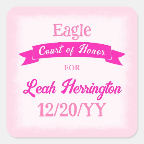 Pink Eagle Scout Party Favor Sticker