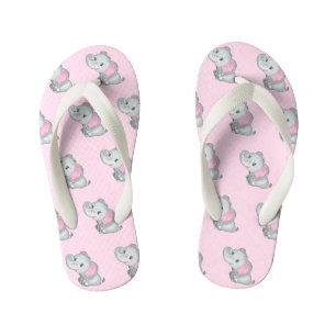 Pink Eared Cute Baby Elephant Kid's Flip Flops