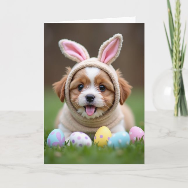 Pink Ears Polka Dot Eggs Card (Front)