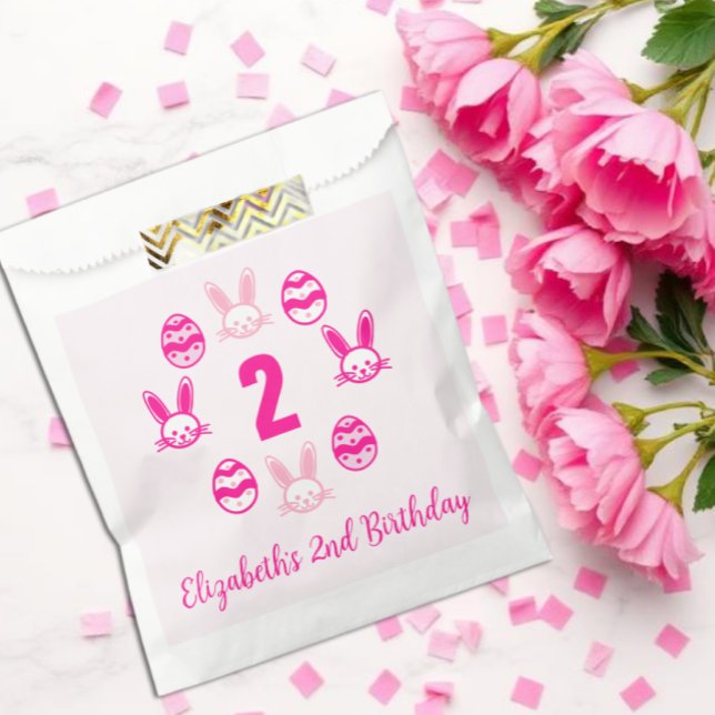 Pink Easter 2nd Birthday Favor Bag (Creator Uploaded)