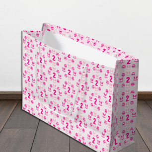 Pink Easter 2nd Birthday Large Gift Bag