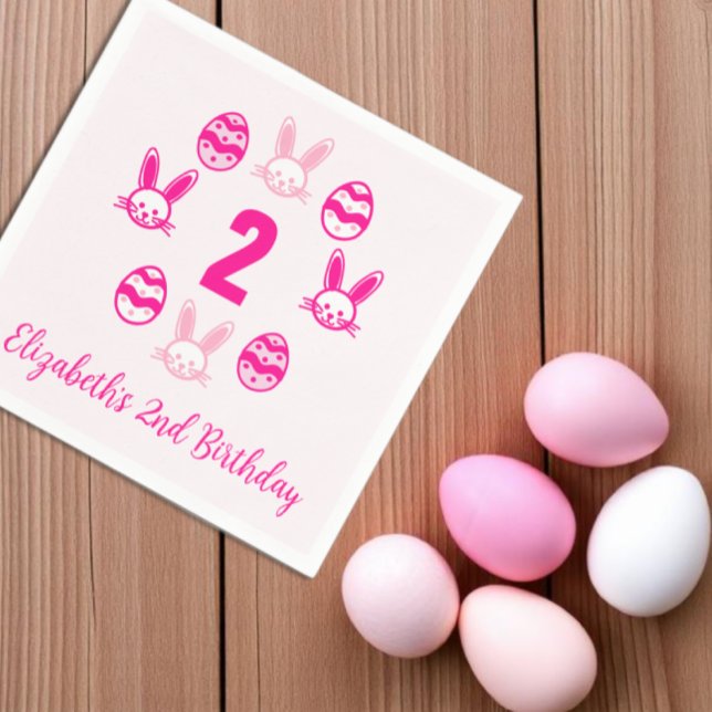 Pink Easter 2nd Birthday Napkins (Creator Uploaded)