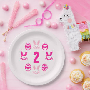 Pink Easter 2nd Birthday Paper Plates