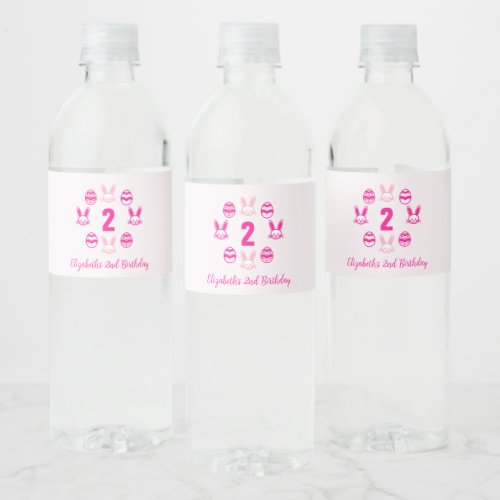 Pink Easter 2nd Birthday Water Bottle Label