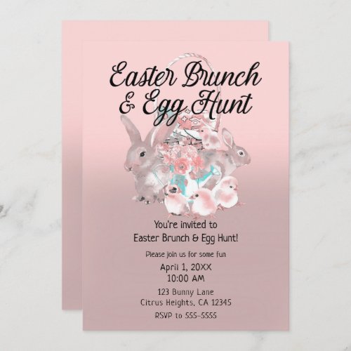 Pink Easter Brunch  Egg Hunt Spring Party Invitation