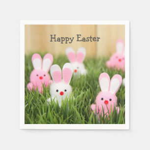 Pink Easter Bunnies in Grass Napkins