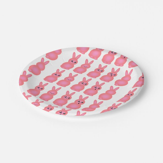Pink Easter Bunnies Paper Plates (Angled)