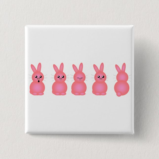Pink Easter Bunnies Pinback Button (Front)