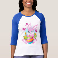 Pink Easter Bunny 3/4 Sleeve Raglan T-Shirt